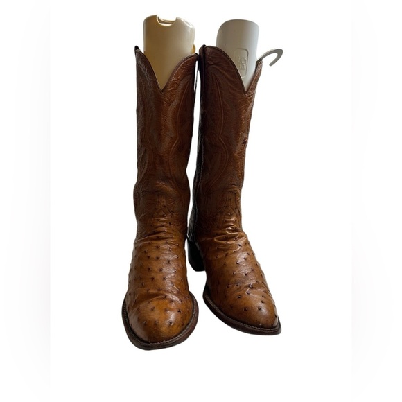 Lucchese classic handmade Ostrich Brown/ Tan Cowboy Boots size 9.5 main image 14